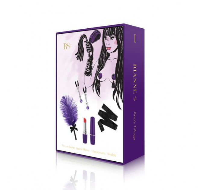 Романтичний подарунковий набір RIANNE S Ana's Trilogy Set I: помада-вібратор, затискачі, пов'язка