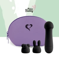 Мінівібратор FeelzToys Mister Bunny Black з двома насадками — Переглянути зображення 4
