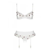 Сексуальний комплект з поясом для панчіх Passion LOVELIA SET L/XL, white — Переглянути зображення 5