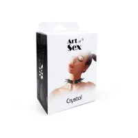 Чокер Серце з великими шипами, із натуральної шкіри Art of Sex - Crystal, колір Чорний — Переглянути зображення 6
