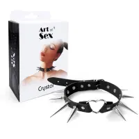 Чокер Серце з великими шипами, із натуральної шкіри Art of Sex - Crystal, колір Чорний — Переглянути зображення 5