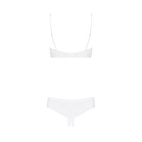 Еротичний комплект з бюстгальтером-получашкою Obsessive Alabastra L/XL, білий, трусики з доступом