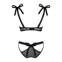Полупрозрачный эротический комплект Obsessive Obsessivia 2pcs set black L/XL, бюстгальтер и трусики