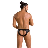 Чоловічі сліпи з вирізами Passion 041 SLIP JOE S/M, Black екошкіра, відкриті сідниці — Переглянути зображення 4