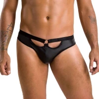 Чоловічі сліпи з вирізами Passion 041 SLIP JOE S/M, Black екошкіра, відкриті сідниці — Переглянути зображення 1