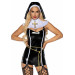 (SALE) Вініловий костюм черниці Leg Avenue Sinful Sister M, комбінезон, комір, пояс, головний убір