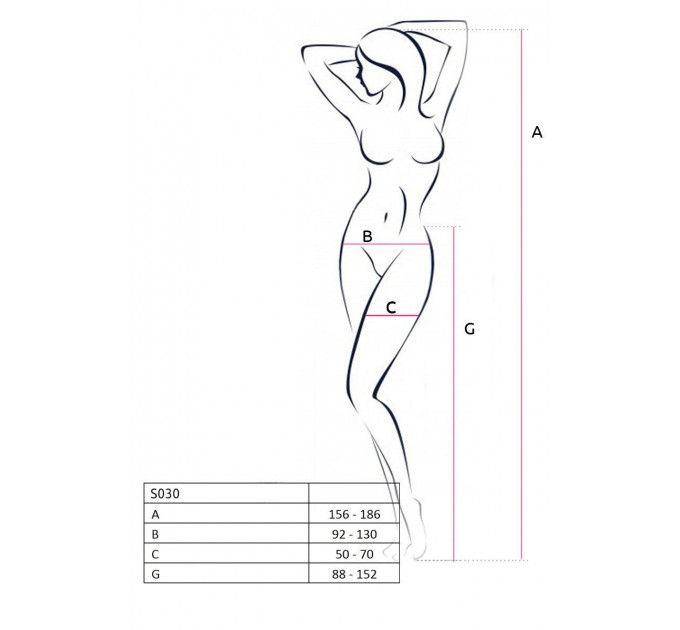 Еротичні колготки-бодістокінг з плетінням на стегнах Passion S030 One Size, black, квітковий візерун