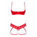 Комплект Obsessive Ingridia 2-pcs crotchless set M/L, червоний, з доступом, відкриті груди