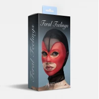 Маска серце сітка з відкритим ротом та очима Feral Feelings - Hearts Mask Black/Red — Просмотреть изображение 2
