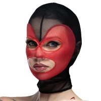 Маска серце сітка з відкритим ротом та очима Feral Feelings - Hearts Mask Black/Red — Просмотреть изображение 1