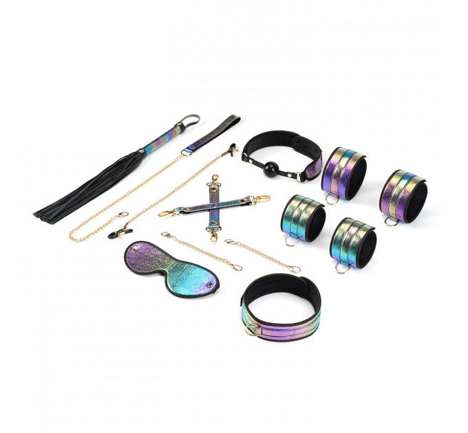 БДСМ-набір Liebe Seele Vivid Rainbow 8 Pieces Set, 8 аксесуарів, екошкіра на оксамитовій основі