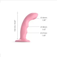 Насадка для страпона з подвійною точковою пульсацією Strap-On-Me TAPPING DILDO WAVE – CORAL PINK, М — Просмотреть изображение 2