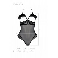 Эротическое боди Passion DOLLY BODY, S/M, black, с открытыми чашками