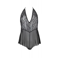 Боді Passion LEAFA BODY black, XXL/XXXL на зав'язках, м'яка чашка, низ у вигляді шортиків — Просмотреть изображение 3