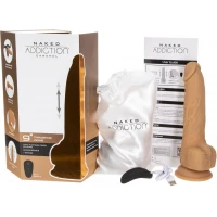 Фалоімітатор з пульсацією Naked ADDICTION Dominic 9″ Caramel, пульт ДК, діаметр 4,2 см — Переглянути зображення 6