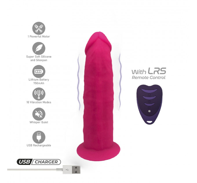 Фаллоимитатор с вибрацией SilexD Henry Vibro Pink (MODEL 2 size 7in) + LRS, диаметр 4,4 см