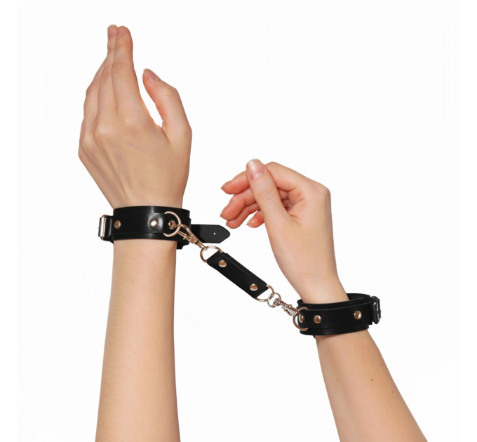 Наручники із натуральної шкіри Art of Sex - Eva, колір чорний