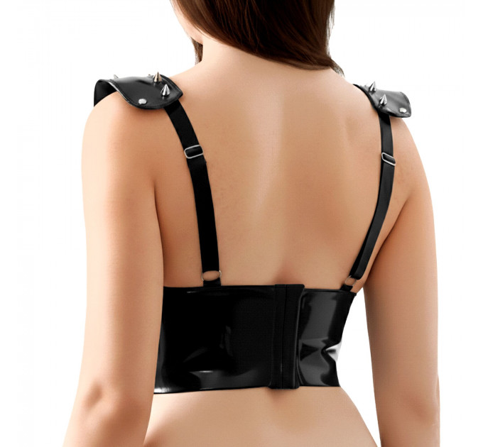 Лакований вініловий ліф з шипами Art of Sex - Mistress, чорний, розмір L