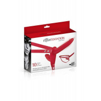 Двойной страпон с вибрацией Fetish Tentation Vibrating Strap-On Red (мятая упаковка!!!) — Просмотреть изображение 4
