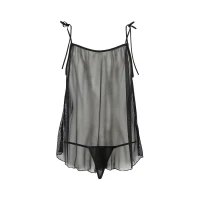 Сорочка прозора бебі-дол Passion MELANIA CHEMISE XXL/XXXL, black, трусики, на тонких бретелях — Переглянути зображення 4