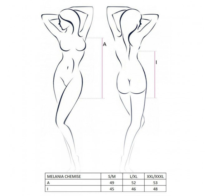 Сорочка прозора бебі-дол Passion MELANIA CHEMISE XXL/XXXL, black, трусики, на тонких бретелях