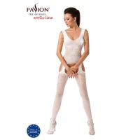 Бодістокінг Passion BS046 white, комбінезон з імітацією панчох — Просмотреть изображение 2