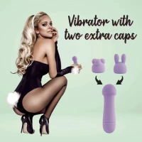 Мінівібратор FeelzToys Magic Bunny Purple з двома насадками — Переглянути зображення 2