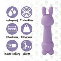 Мінівібратор FeelzToys Magic Bunny Purple з двома насадками — Переглянути зображення 5