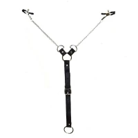 Затискачі для сосків з фіксацією на пенісі Art of Sex – Nipple Clamps for Men, екошкіра — Переглянути зображення 2