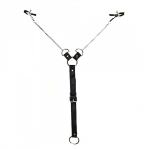 Затискачі для сосків з фіксацією на пенісі Art of Sex – Nipple Clamps for Men, екошкіра