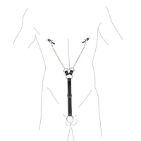 Затискачі для сосків з фіксацією на пенісі Art of Sex – Nipple Clamps for Men, екошкіра — Переглянути зображення 3