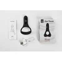 Подвійне ерекційне кільце Fun Town Rise Black, керування зі смартфона — Переглянути зображення 4