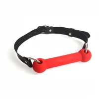 Кляп-палиця на ременях Art of Sex – Gag Stick Silicon, червоний, натуральна шкіра — Переглянути зображення 2