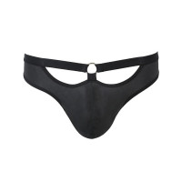 Мужские слипы с вырезами Passion 041 SLIP JOE XXL/XXXL Black, экокожа, открытые ягодицы