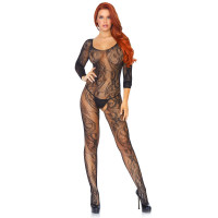 Бодистокинг Leg Avenue Swirl Lace Bodystocking One size Black, ажурная ткань, доступ