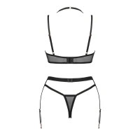 Комплект білизни Obsessive Selinne 3-pcs set M/L Black, бюстгальтер, стрінги пояс для панчіх — Переглянути зображення 6
