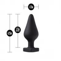 Анальна пробка Blush Temptasia – Fuck Me Anal Plug – Black, основа у вигляді сердечка