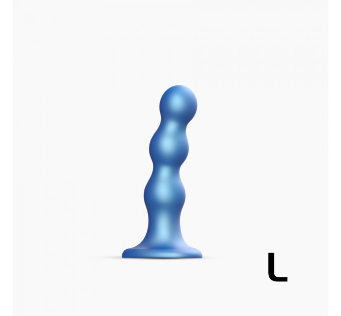 Насадка для страпона Strap-On-Me Dildo Plug Balls Blue Metallic L