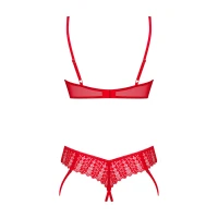 Комплект Obsessive Ingridia 2-pcs crotchless set XL/2XL, червоний, з доступом, відкриті груди — Переглянути зображення 6