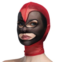 Маска серце сітка з відкритим ротом та очима Feral Feelings - Hearts Mask Red/Black — Переглянути зображення 1