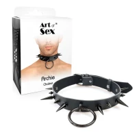 Чоловічий чокер з шипами Art of Sex - Archie Leather and Spikes — Переглянути зображення 3