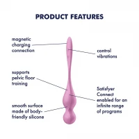 Вагінальні смарт-кульки з вібрацією Satisfyer Love Birds 1 Connect App Pink, 78 г — Просмотреть изображение 9