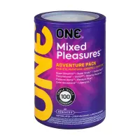 Набір презервативів ONE Mixed Pleasures, 100 шт, 10 видів, паковання-тубус — Переглянути зображення 1