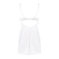 Сорочка Obsessive Amor Blanco underwire chemise &amp; thong,L/XL, біла, мереживний ліф, стрінги в наборі — Переглянути зображення 4
