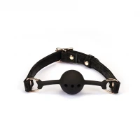Повітропроникний кляп Liebe Seele Boudoir Amor Ball Gag Black, силіконова кулька, діаметр 4,3 см — Просмотреть изображение 1
