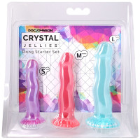 Набір фалоімітаторів Doc Johnson Crystal Jellies - Dong Starter Set - Purple, Pink, Green — Переглянути зображення 14