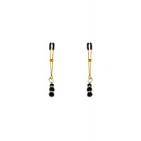 Тонкі затискачі для сосків з підвіскою Feral Feelings - Thin nipple clamps, золото/чорний