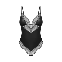 Тедді Obsessive Lobellis teddy, XS/S, чорне, ліф з м’якою чашкою, відкрита спина, низ-стрінги — Переглянути зображення 3