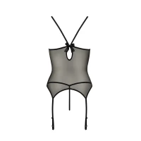 Корсет з пажами Passion MELANIA CORSET L/XL, black, трусики, напівпрозорий — Переглянути зображення 6