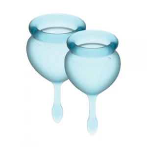 Набір менструальних чаш Satisfyer Feel Good (light blue), 15мл і 20мл, мішечок для зберігання